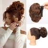 Short Curly Wig Synthetic Claw Clip In Bun Ponytail Hair Extensions Tousled Updo Hairpieces For Women Daily Wear