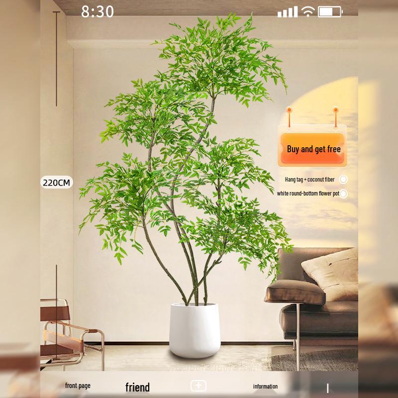 Нандина Роскошное Искусственное Дерево - Напольное Украшение для Помещений и Бионическое Зеленое Растение в Горшке