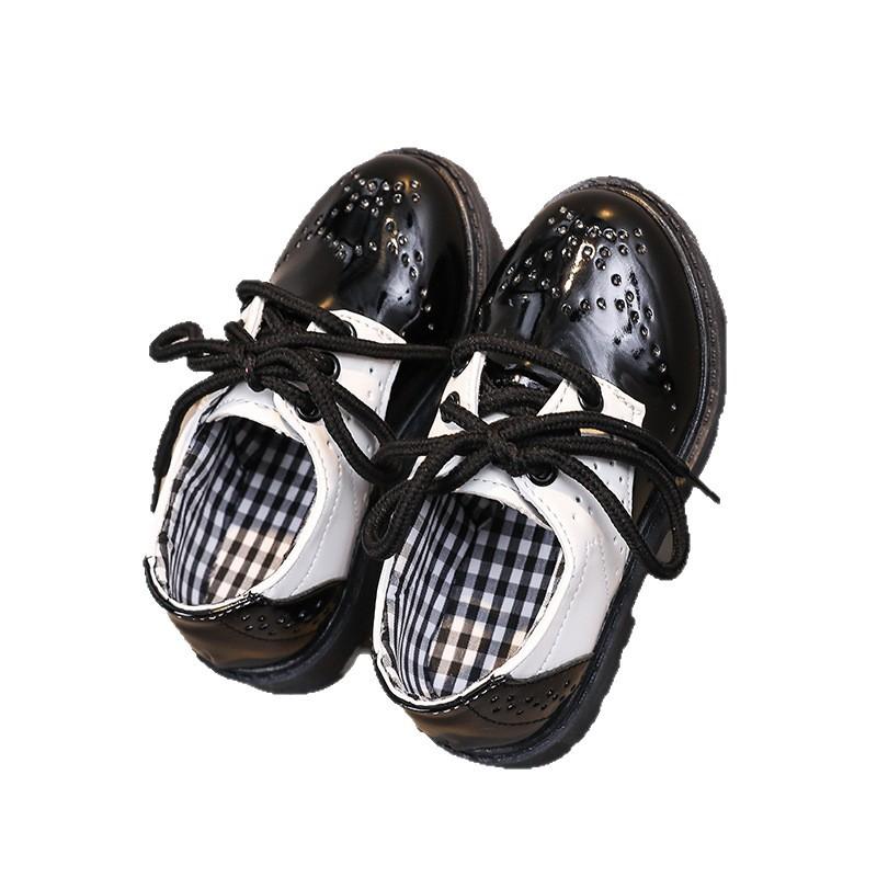 New children's leather shoes, student performance shoes, lace-up fashion girls' patent leather single shoes, children's shoes, boys' leather shoes