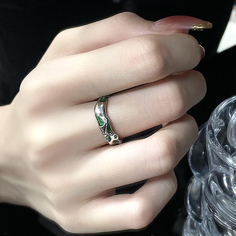 Slytherin Green Spirit Snake Dark Wind Advanced Sense Zir*****Pen Ring Female Personality Niche Design French