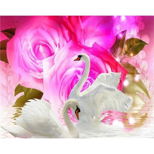 DIY 5D Diamond Painting White Swan Animal Diamond Mosaic Cross Stitch Kit Diamond Embroidery Wall Home Decoration Art