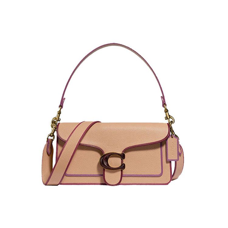 Coach Tabby 26 Lock Edge Flap C Buckle Leather Handheld Crossbody Shoulder Bag Women Bags Milk-Tea Purple 79339-B4EQO