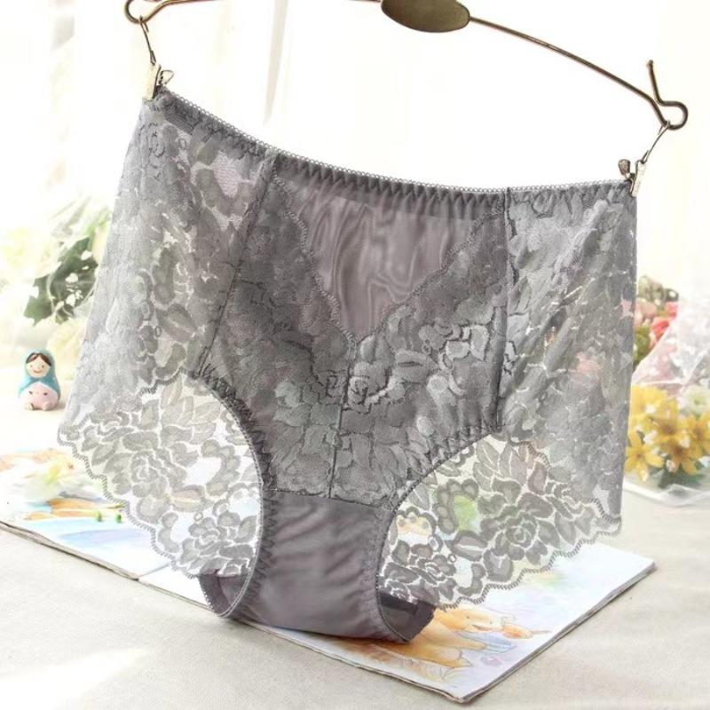 Ladies Sexy Mesh Panties High-waist Seamless Lace Underwear Briefs Transparent Silk Women Cotton Health Knickers Lingerie