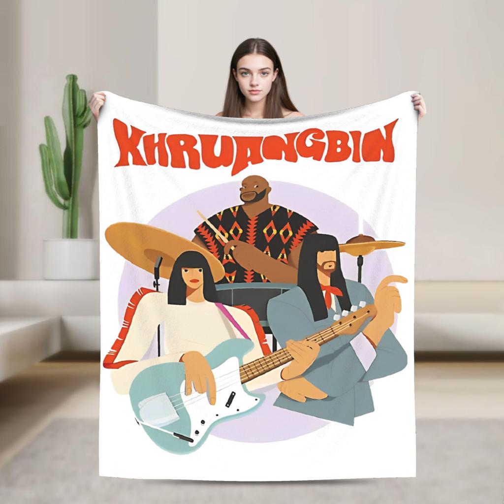 Khruangbin Abstract Mode Flannel Fashion Blanket Rock Band Funny Throw Fashion Blanket for Bedspreads 125*100cm Super Soft