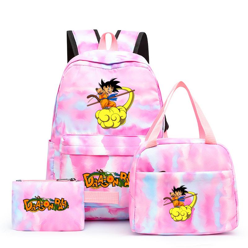 3 шт./компл., разноцветный рюкзак Dragon Ball с сумкой для обеда для женщин, студенческий рюкзак для подростков, повседневные школьные сумки, наборы