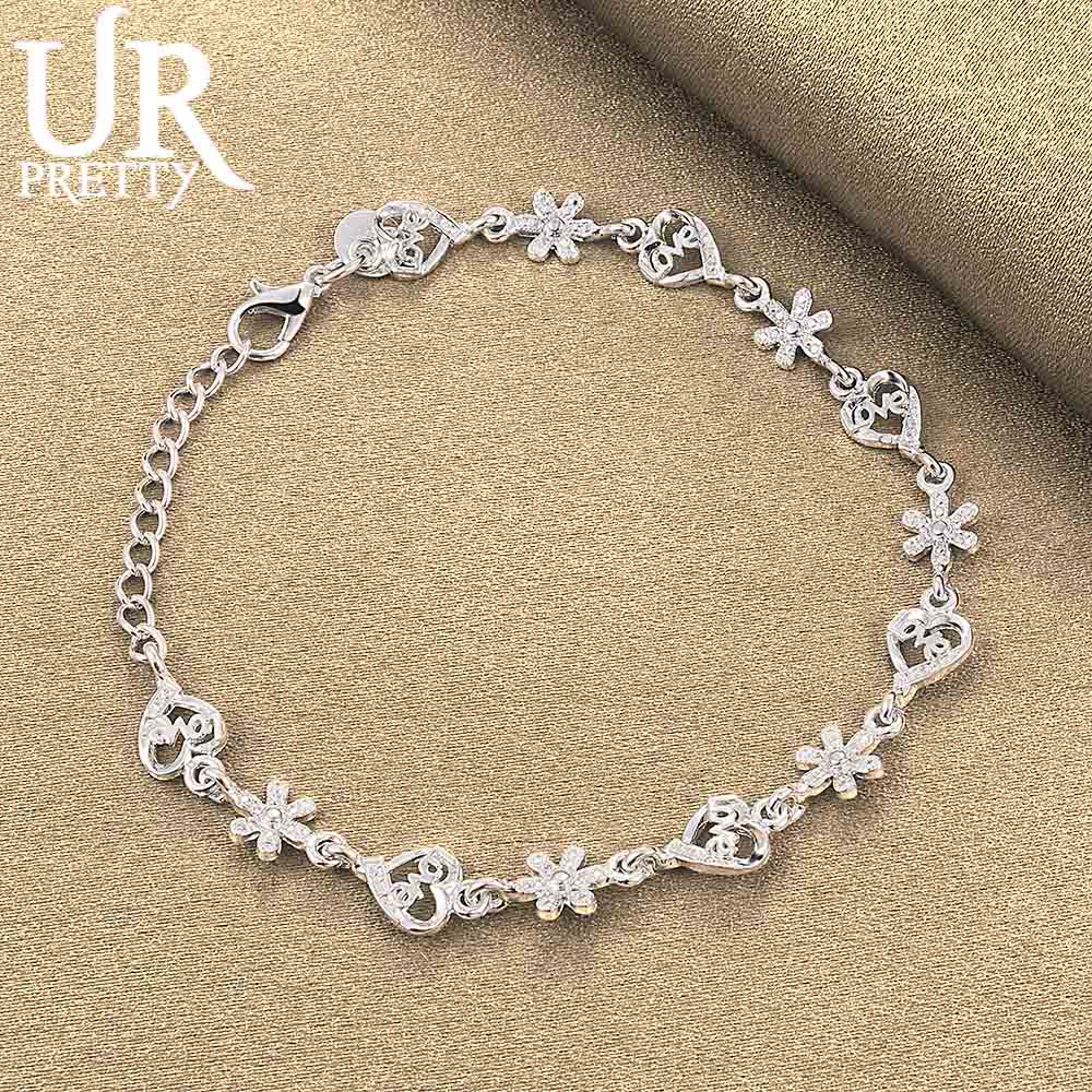 Браслет в форме цветка из стерлингового серебра 925 пробы с цирконием AAA, модные свадебные украшения