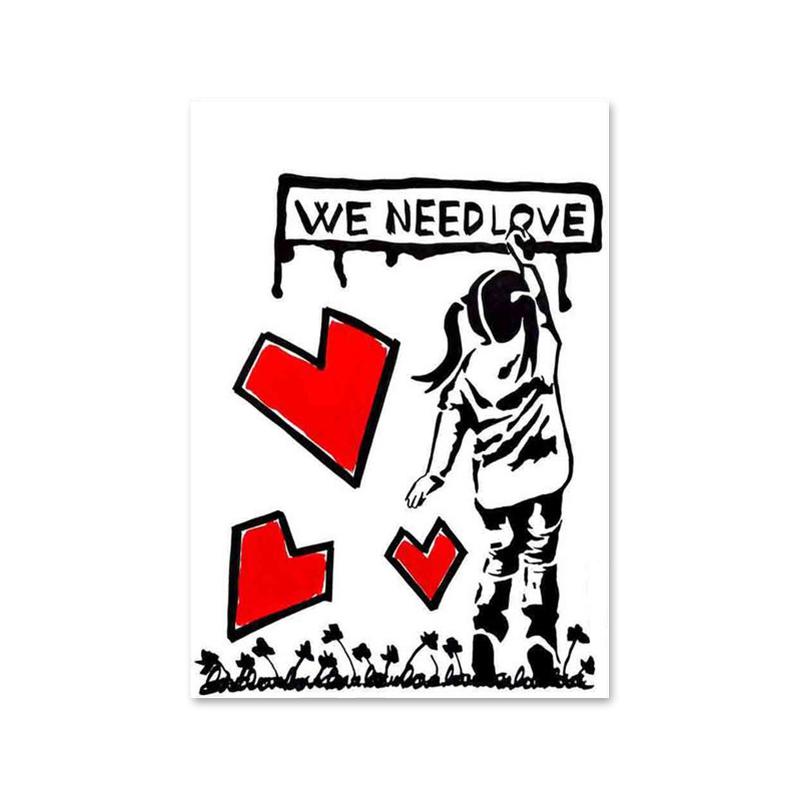 Граффити Бэнкси, красный воздушный шар, плакат, принты, абстрактные фигуры, картина на холсте, настенное искусство, картина для офиса, коридора, домашнего декора