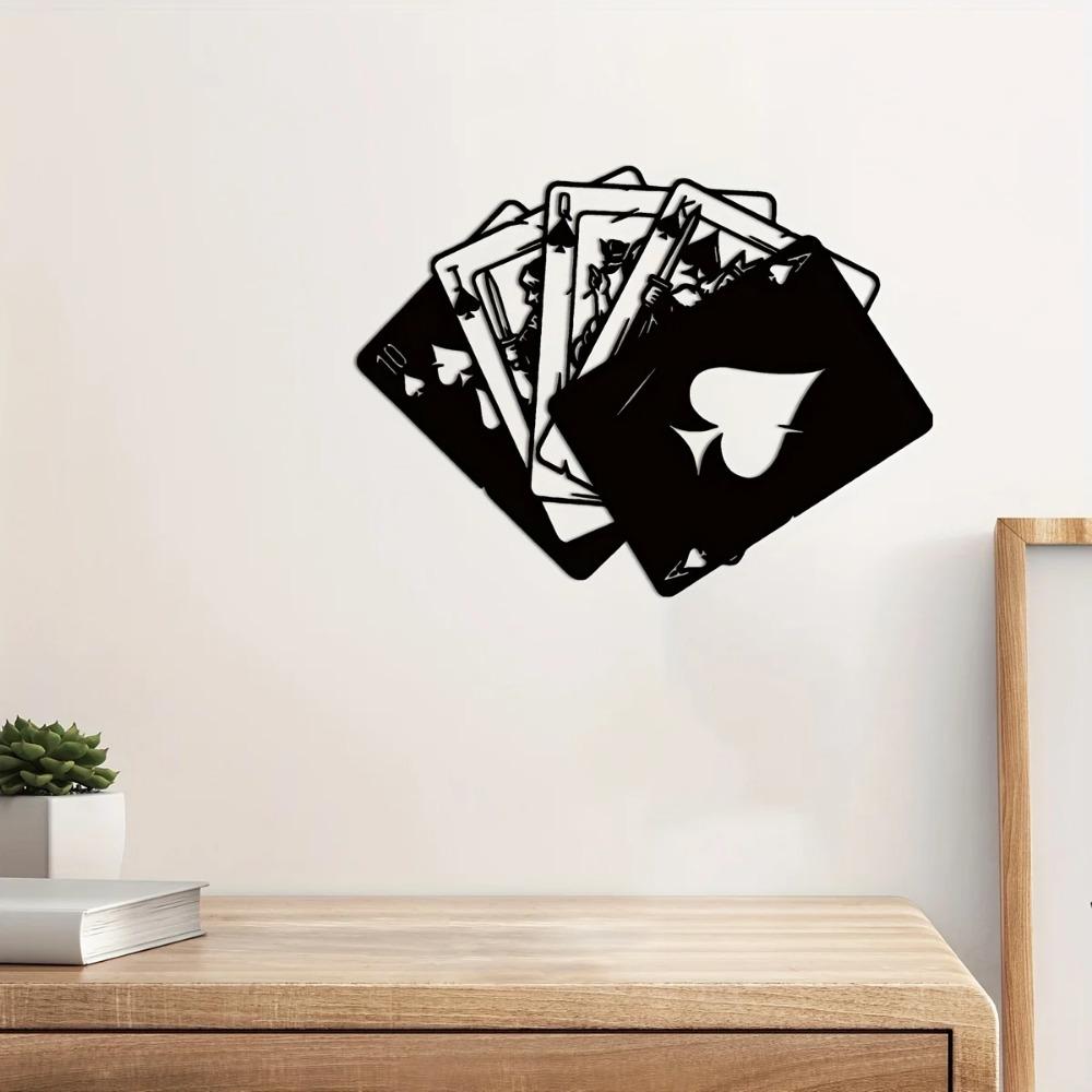 Modern Metal Wall Art - Poker Theme Pattern, Stylish Wall Hanging for Bathroom, Home Office, and Various Wall Décor Needs