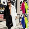 Зимнее теплое мужское пальто из искусственного меха Color Block Лохматая шуба Меховая длинная куртка Свободная повседневная верхняя одежда с открытым передом и длинным рукавом Мужская парка-пальто из искусственного меха