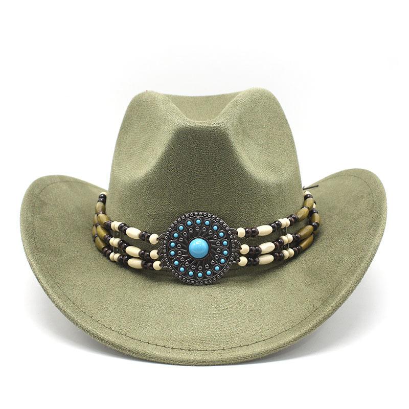 Замшевая ковбойская шляпа для мужчин и женщин, походная шляпа с закрученным краем, этническая шляпа-цилиндр, фетровая шляпа