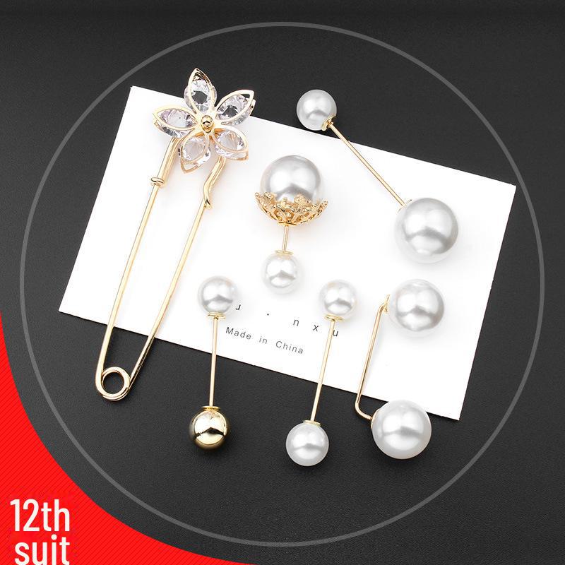 Pearl Brooch Skirt Waist Anti-Exposure Pin and Decorative Shirt Collar Button