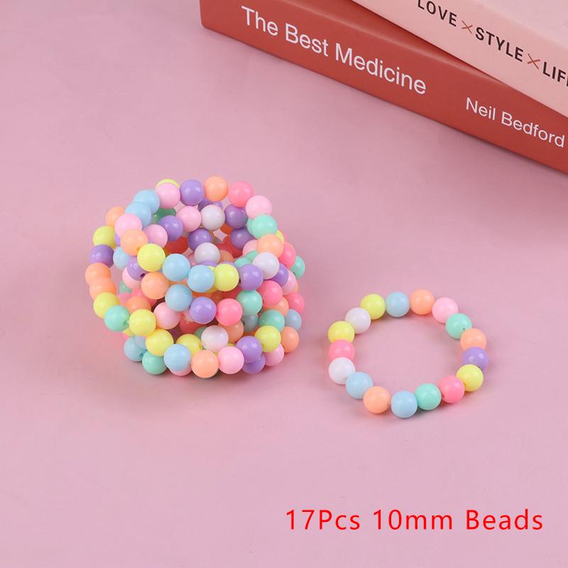 10 шт., детский браслет с подвесками для девочек, детские разноцветные эластичные браслеты из жемчуга и бусин