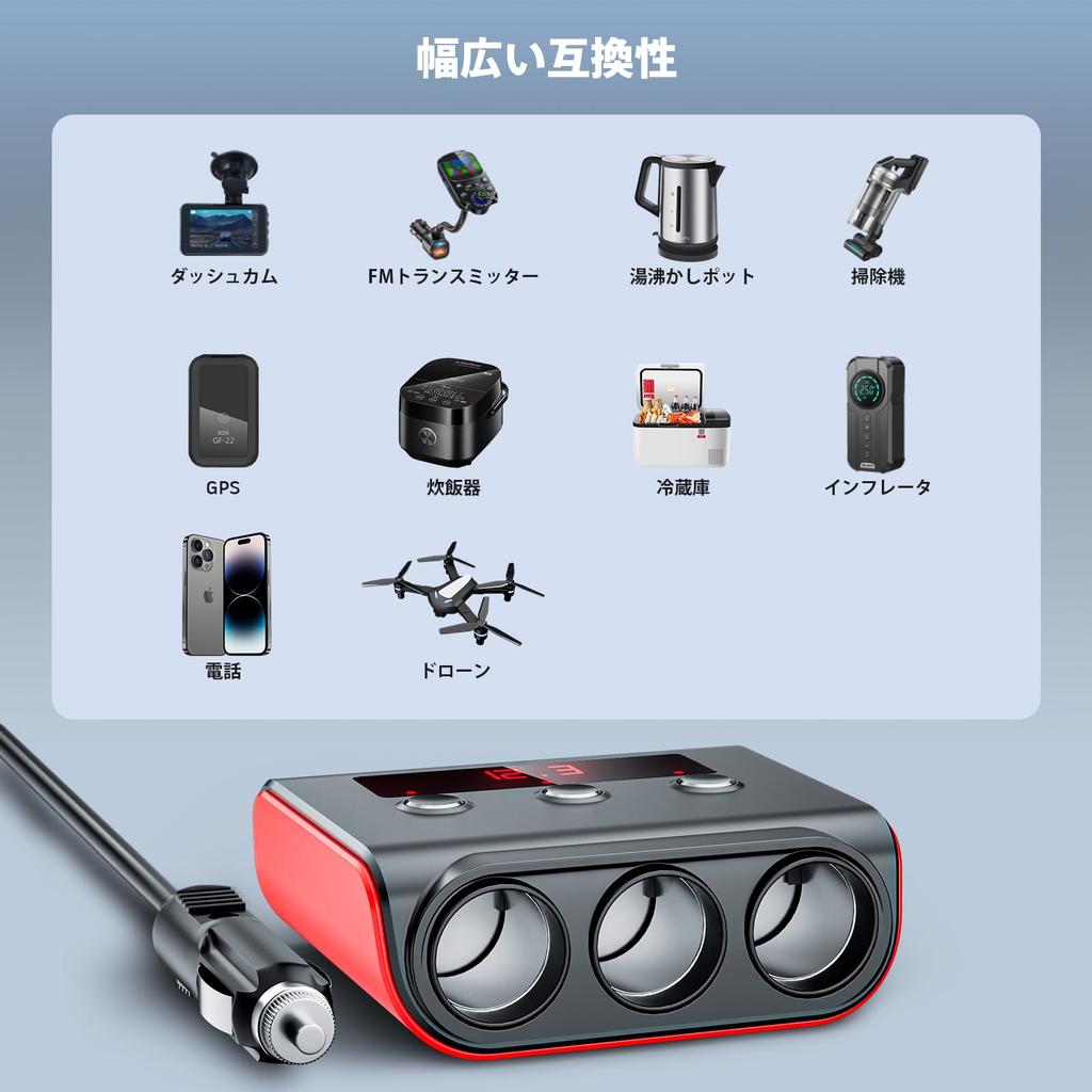 [Новый стиль 2025] SONRU 7-в-1 гнездо прикуривателя с 3 USB-разветвителями, 4 USB