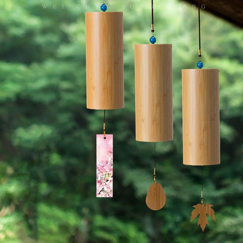 Hand Cranked Musical Windchime Antique Blessing Bell Landscape Decor Bamboo Wind Chimes Garden