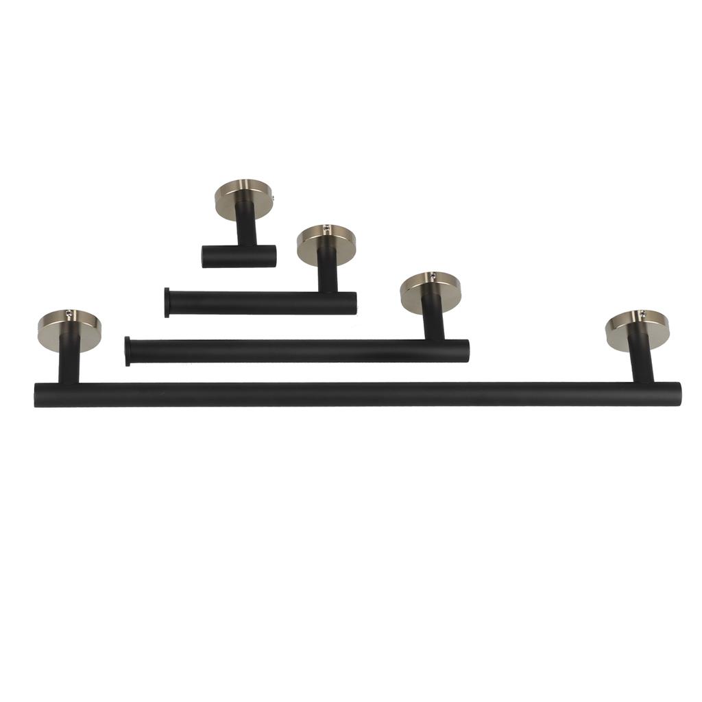 4Pcs Towel Bar Set Stainless Steel Toilet Paper Holder Towel Hooks Rack Bathroom Accessories Black