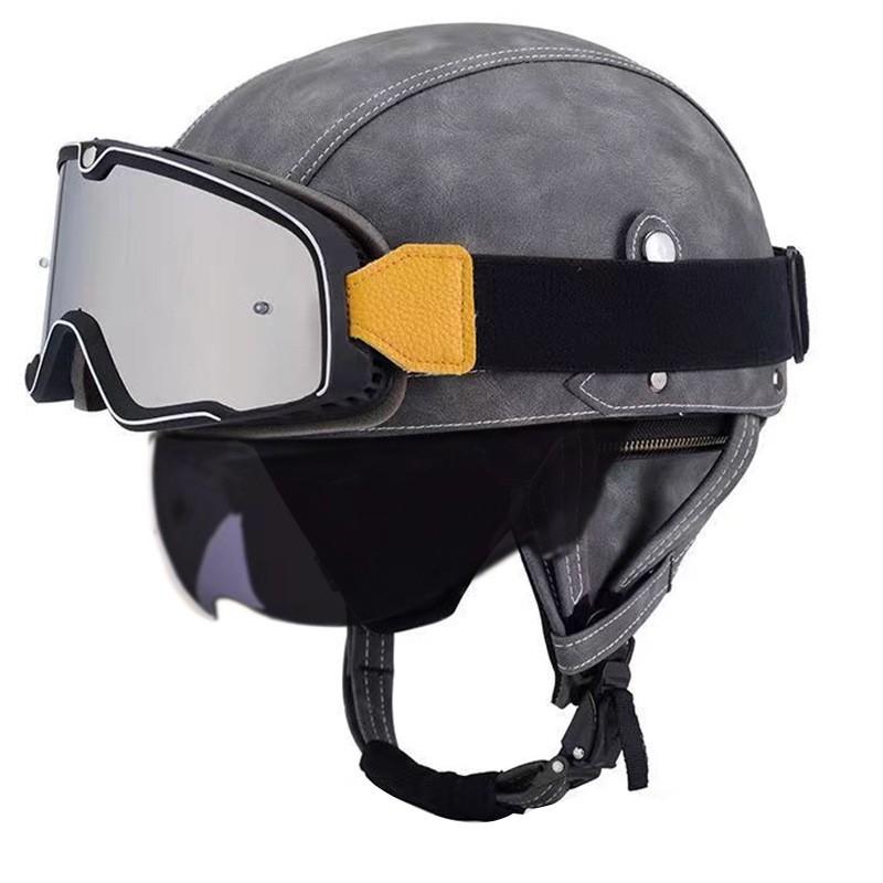 Vintage-Style Open Face Motorcycle Helmet Adults Unisex ABS Half With 3C Certification