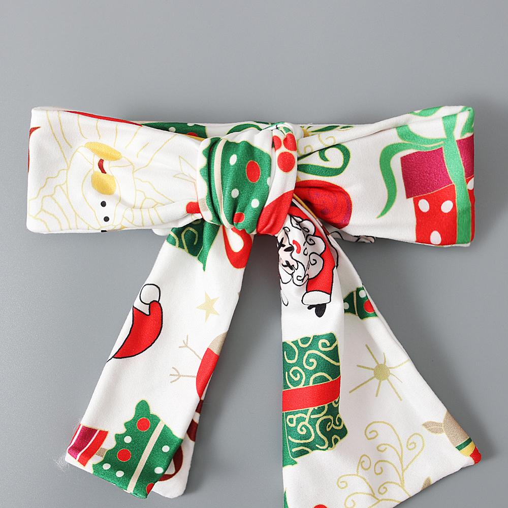 Рождественская зеленая рубашка для маленьких девочек + брюки + повязка на голову, комплект из 3 предметов, одежда для детей 1–6 лет