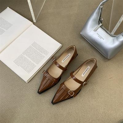 Новые женские туфли Мэри Джейн на толстом каблуке в стиле ретро, модные туфли с острым носком, удобные офисные туфли-лодочки для женщин