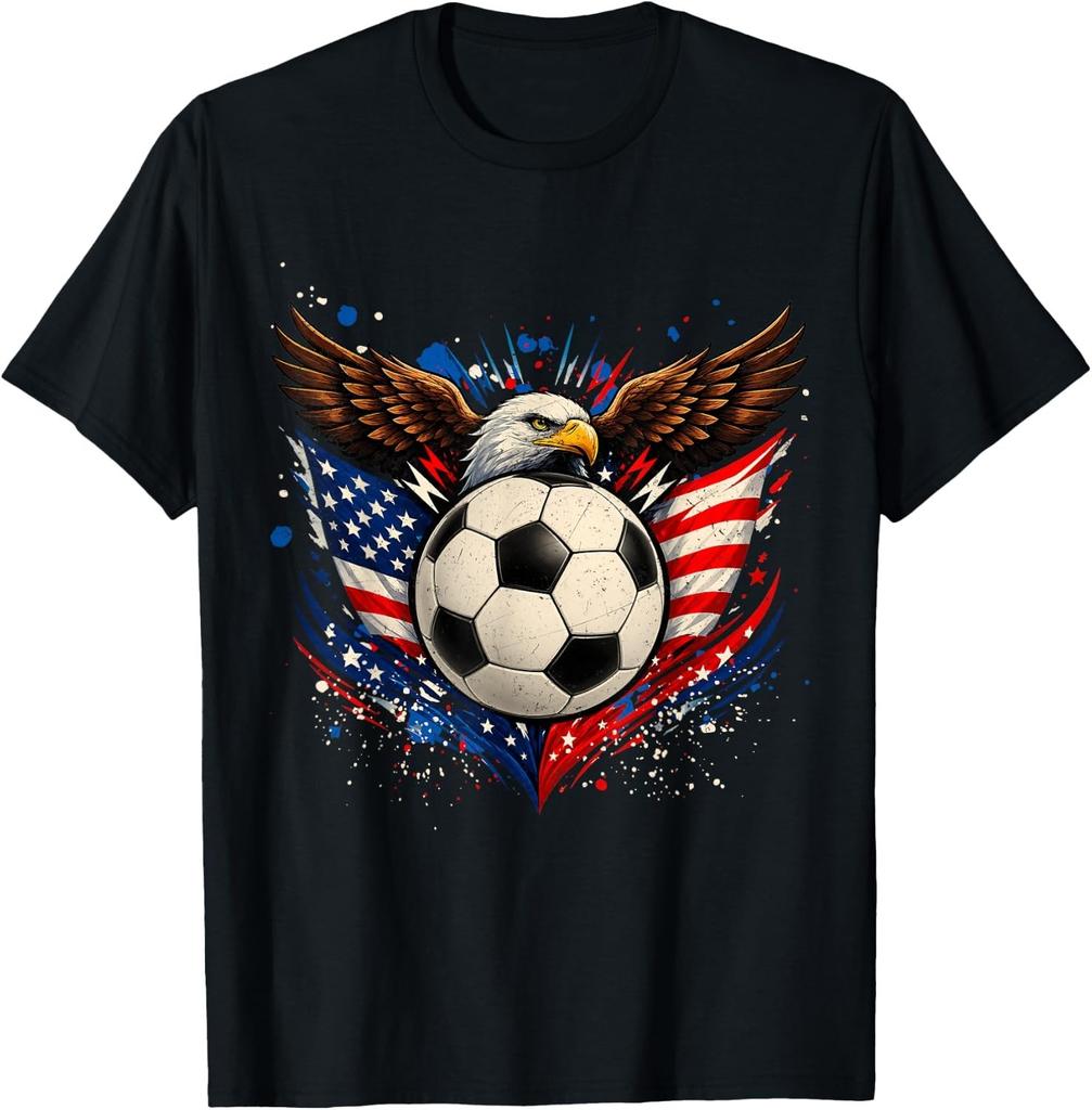 American Flag Soccer Ball 4th of July Patriotic Men Women T-Shirt