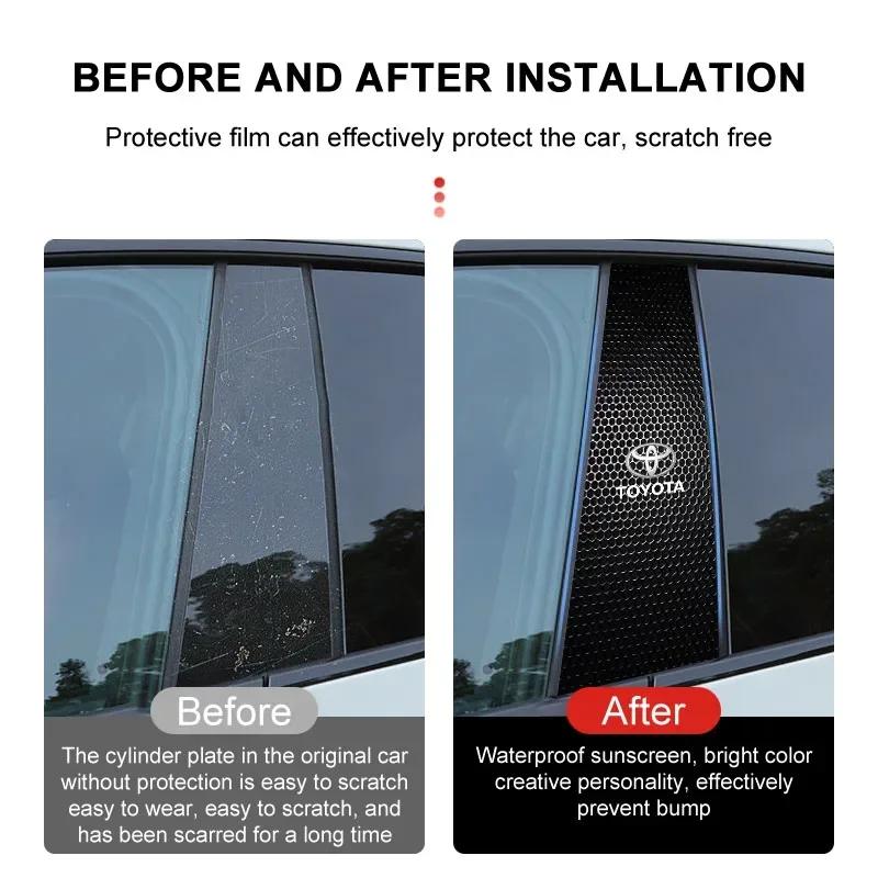 2 шт. Эмблема автомобиля Наклейка на центральную стойку Авто Наклейки для украшения дверей Для Toyota Chr Corolla Yaris Rav4 E150 E120 Land Cruiser 200