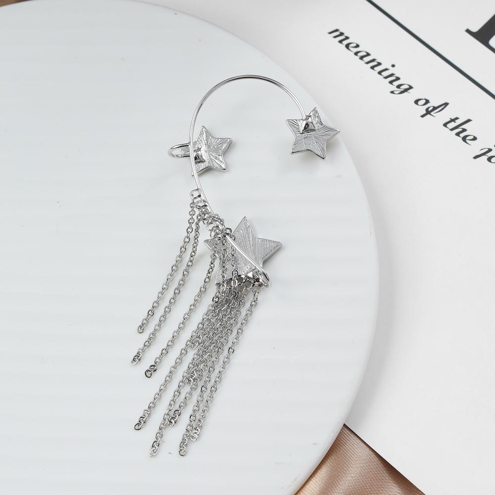 Звезда-вспышка, стразы, клипсы для ушей, модные элегантные темпераментные подвески с кисточками, женские очаровательные серьги для вечеринки в ночном клубе