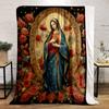 Our Lady of Guadalupe Rose Blanket  Printed Blanket for Living Room Bed Couch lunch break Soft Cozy Blanket for Friend's festival Gift