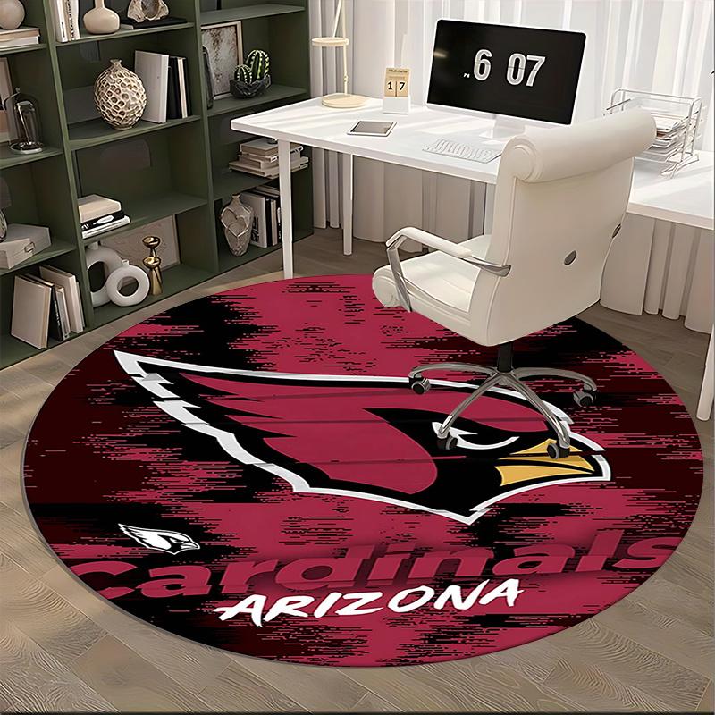 Arizona Cardinals, Студийный коврик с логотипом NFL, Круглый ковер, Офисный ковер, Машинная стирка, Нескользящий, Подходит для гостиных, спален