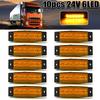 10pcs Yellow 24V 6 LED Side Marker Indicators Lights Lamp for Bus Truck Trailer