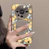 Зеркальный чехол для телефона для iPhone 16 11 13 14 для 16 Pro 12 13 15 16 Pro Max для Samsung A15 A16 A35 A55 Милый чехол для телефона с облаком, цветком и щенком с гальваническим покрытием