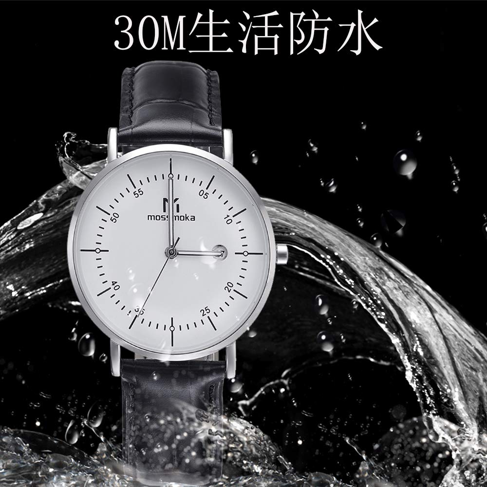 Мужские часы MSMK, модель 2020 года, Аналоговые с кожаным ремешком, Отображение даты, Деловой стиль, Доступные, Популярные, Белый циферблат 40 мм, Водонепроницаемые, Настоящая кожа 20 мм