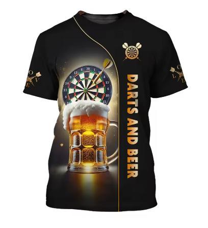 New 3D Printed Darts Men's Name Darts Team Summer Short Sleeve Top Fashion Round Neck