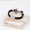 Stainless Steel Braided Leather Mens Bracelet Viking Style Geometric Design Retro Fashion Accessory