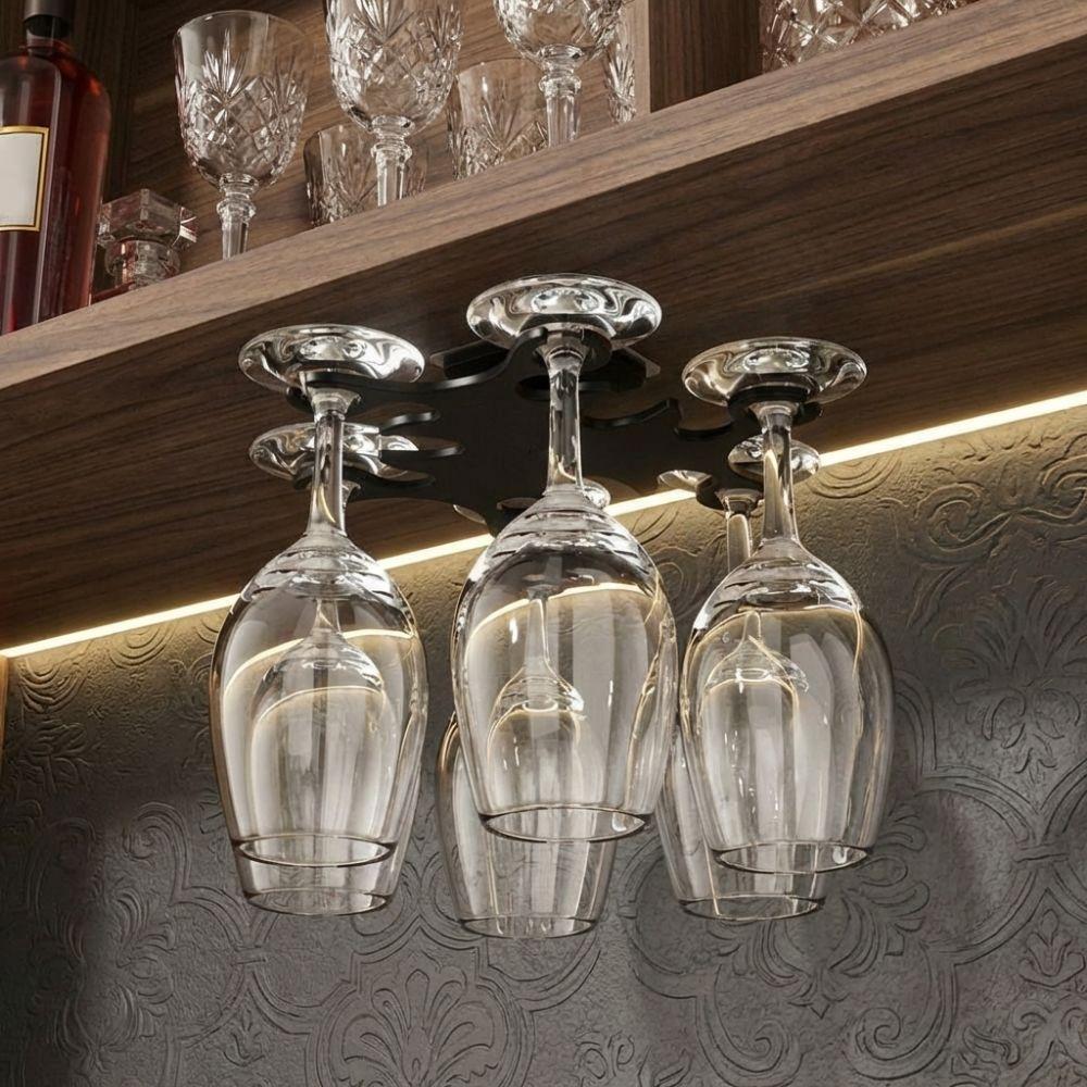 Wall Mounted Glasses Hanging Rack Plastic Inverted Goblets Rack Wine Glass Rack Dining Rooms