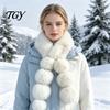 Stylish Cold Weather Neck Scarf Women Faux Fur Scarf, Winter Warmer with Magnetic Buckle, Cozy Plush Draping Elegant Design Long Soft Collar