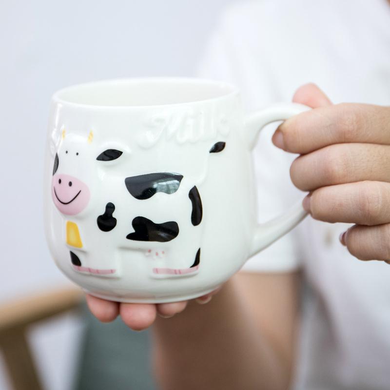 Ceramic Cartoon Animal Milk Mug Cute Cow Coffee Cup Creative Home Milk Tea Cup Office Tea Cup Children's Holiday Gift Mugs