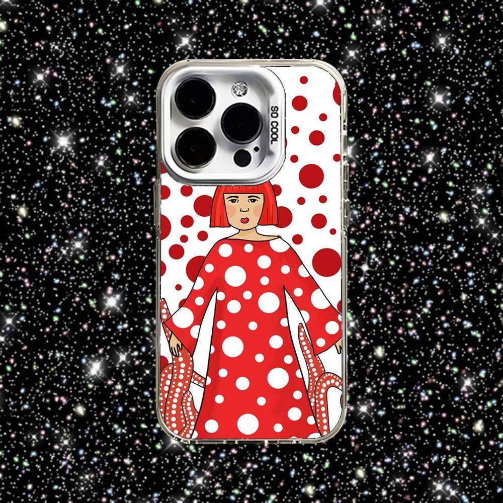 Y-yayoi K-Kusama Художественный Чехол для Телефона Для iPhone 16,15,14,13,12,11,Pro,XS,Max,Plus,Mini,SE Белый Конфетный Матовый Ударопрочный Чехол