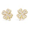 [L7023] - Gold Plated Earrings '4 Leaf Clovers' White Gold - 8x8 Mm