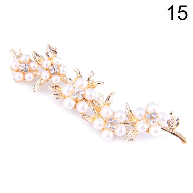 Fashion Jewelry High Quality Gold Color Brooch Pins Crystals Imitation Pearl Flower Brooch Women Wedding Party Accessories