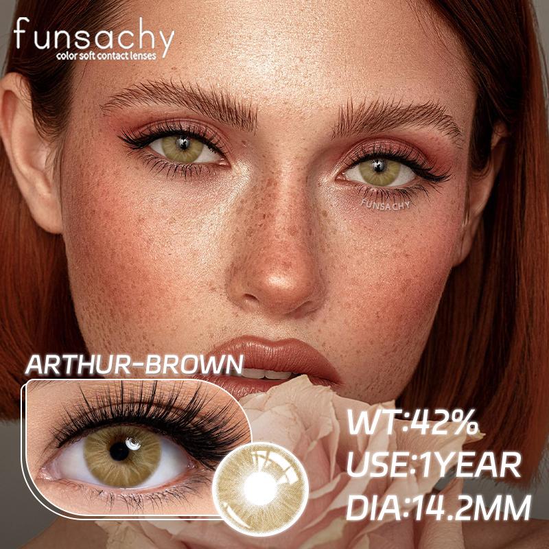 FUNSACHY 1 пара зеленых цветных линз, модные цветные контактные линзы для глаз, коричневые натуральные контактные линзы для глаз, красивый макияж глаз, зрачок