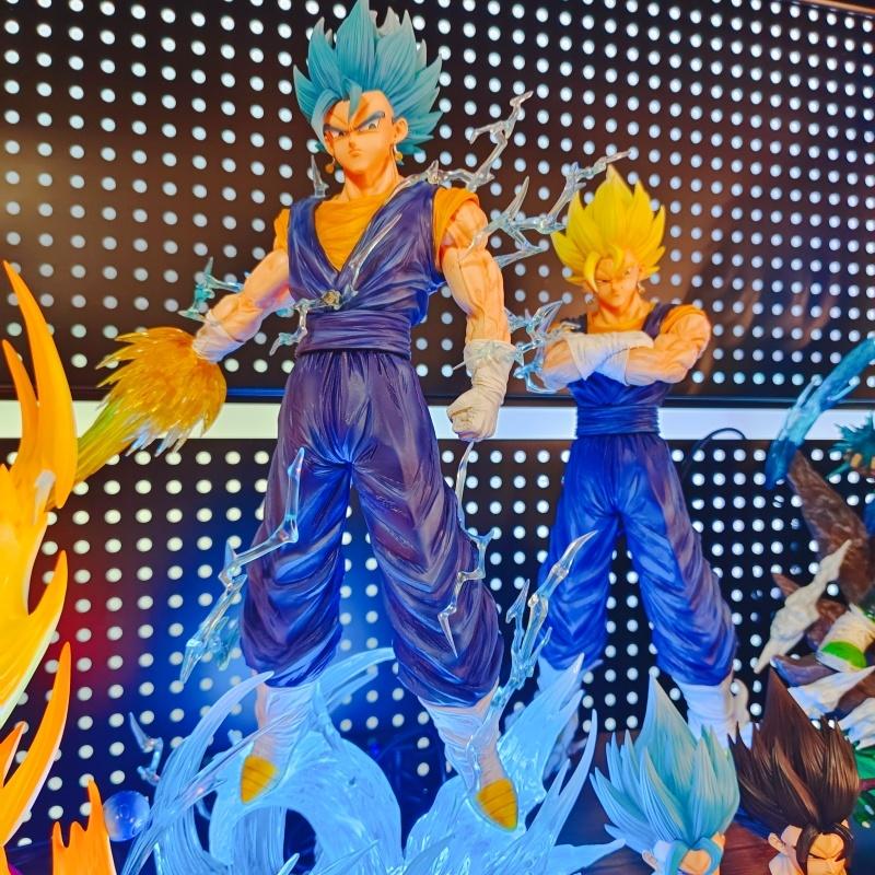 Hot JT Statue Dragon Ball Z Vegetto Super Saiyan Action Anime Figure 38cm/14.96inch 3 Heads Replace Collection Model Toys Gifts