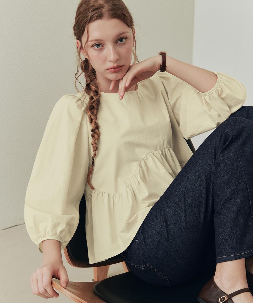 ZEROSTREET [2 Types][3 Colors] Daisy Puff Blouse