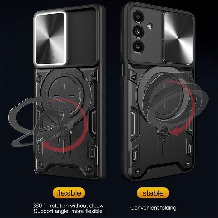 Coque - BOOLING - pour Samsung Galaxy S25 Ultra - Anneau Support -Noir - 2 Verres Trempés