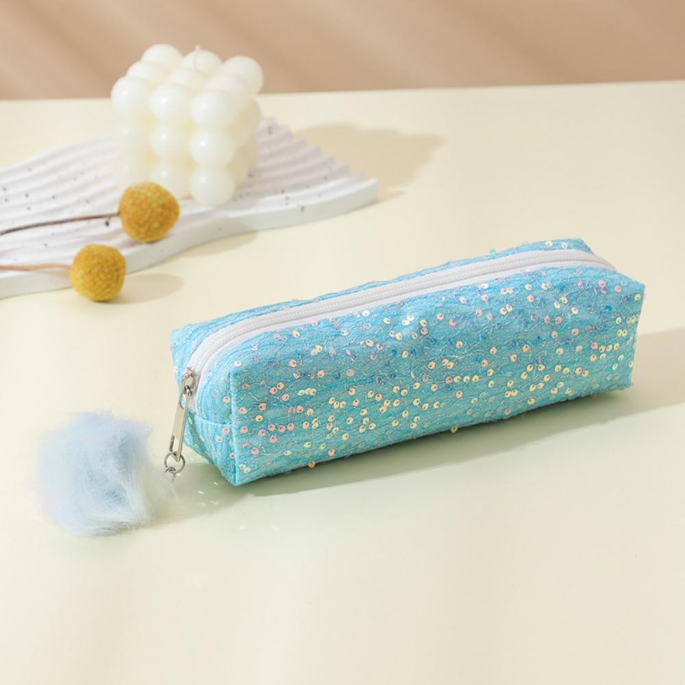 Large Capacity Sparkle Pen Bag Glitter Cosmetic Organizer Portable Pencil Storage Case Universal
