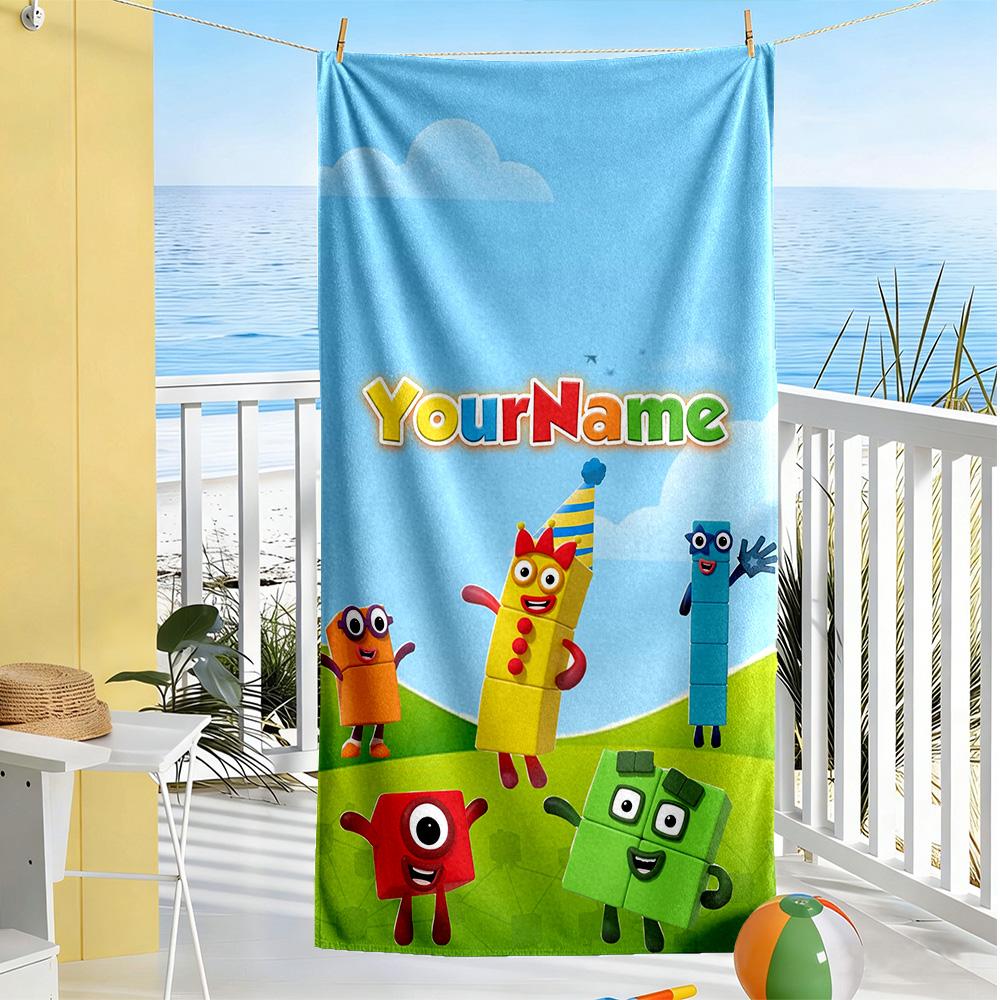 Numberblocks Customize Your Name Beach Towel Super Soft & Absorbent Portable for SwimmingBeachCamping Travel Beach AccessoriesGym