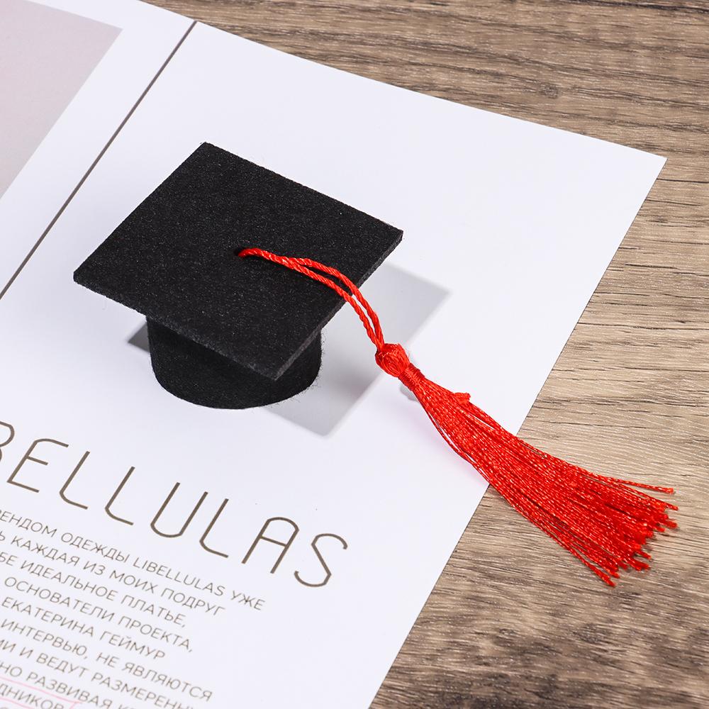 6Pcs Wine Bottle Decoration Tassels Bachelor Cap Doctoral Cap Top Hat Mini Graduation Hat