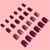 24pcs Short Burgundy Glitter Press-on Nails Set, Full Cover Fake Nail Tips With Jelly Adhesive & Nail File, Perfect For Women