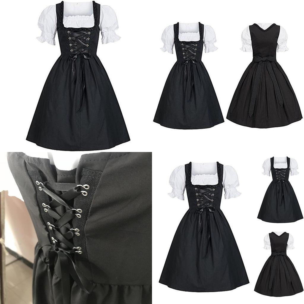 Stunning Bavarian Dirndl Costume With Short Bubble Sleeves For Carnival And Oktoberfest Events