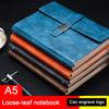 Leather A5 Buckle Student Subject Notebook, Business Loose-leaf Notepad, Diary, Work Meeting Record Book, Travel Log, Replaceable Inner Pages