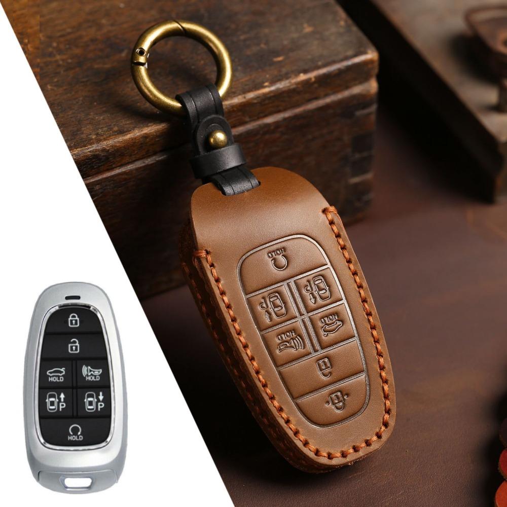 Genuine Leather Key Case for Hyundai STARIA SONATA Car Keys Premium Protection Cover with Clip