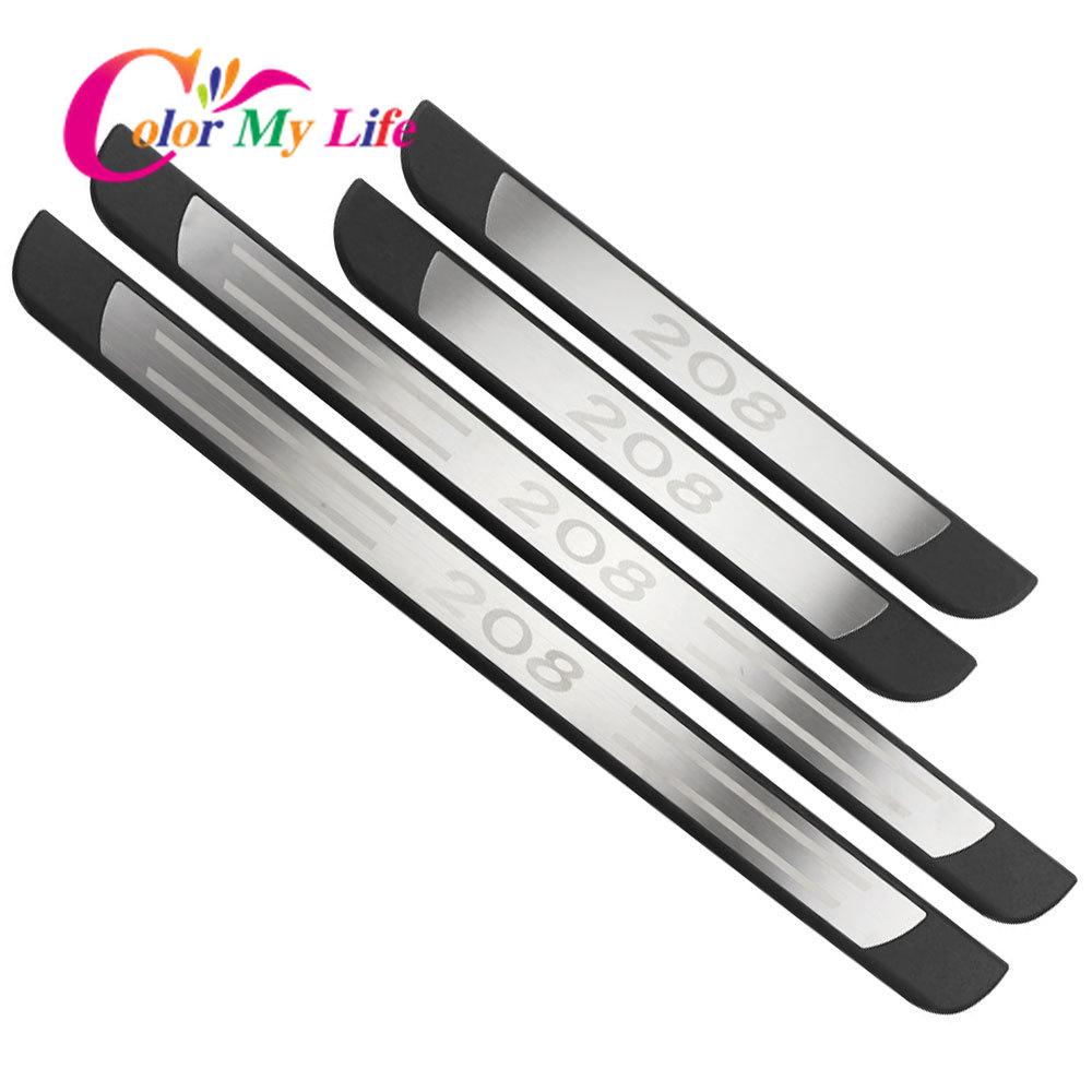 Color My Life 4 шт./компл. накладки на пороги из нержавеющей стали для автомобиля, защитная крышка для педалей Peugeot 208 2012 - 